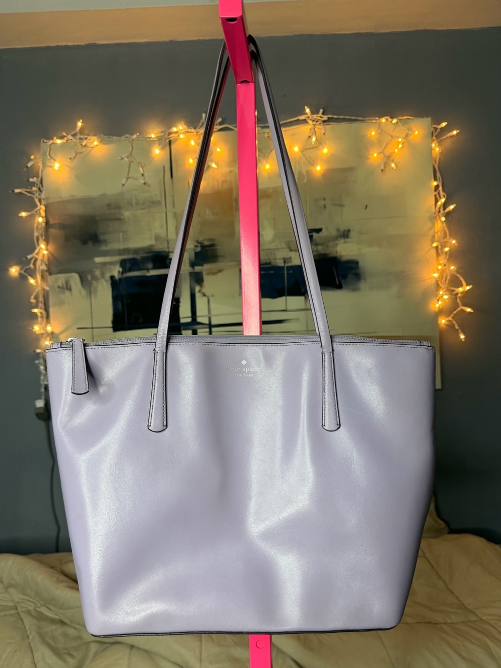 Kate Spade Felicity Street Karla Lavender Tote Bag Large Zip Top Shoulder Bag ✨